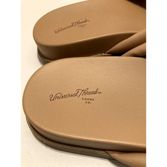 Universal Thread Cosette Sandal Women's 8 Tan Brown Slip-on Padded Flat Heel - Picture 7 of 9